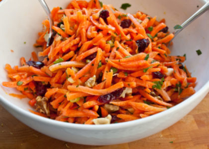 Carrot Slaw with Cranberries, Toasted Walnuts & Citrus Vinaigrette